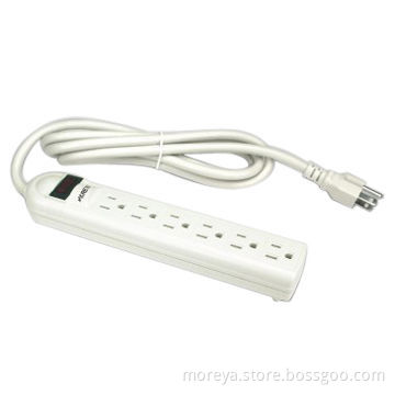 Power strip of American standard, with 6 lengthwise socket outlets, overload protection